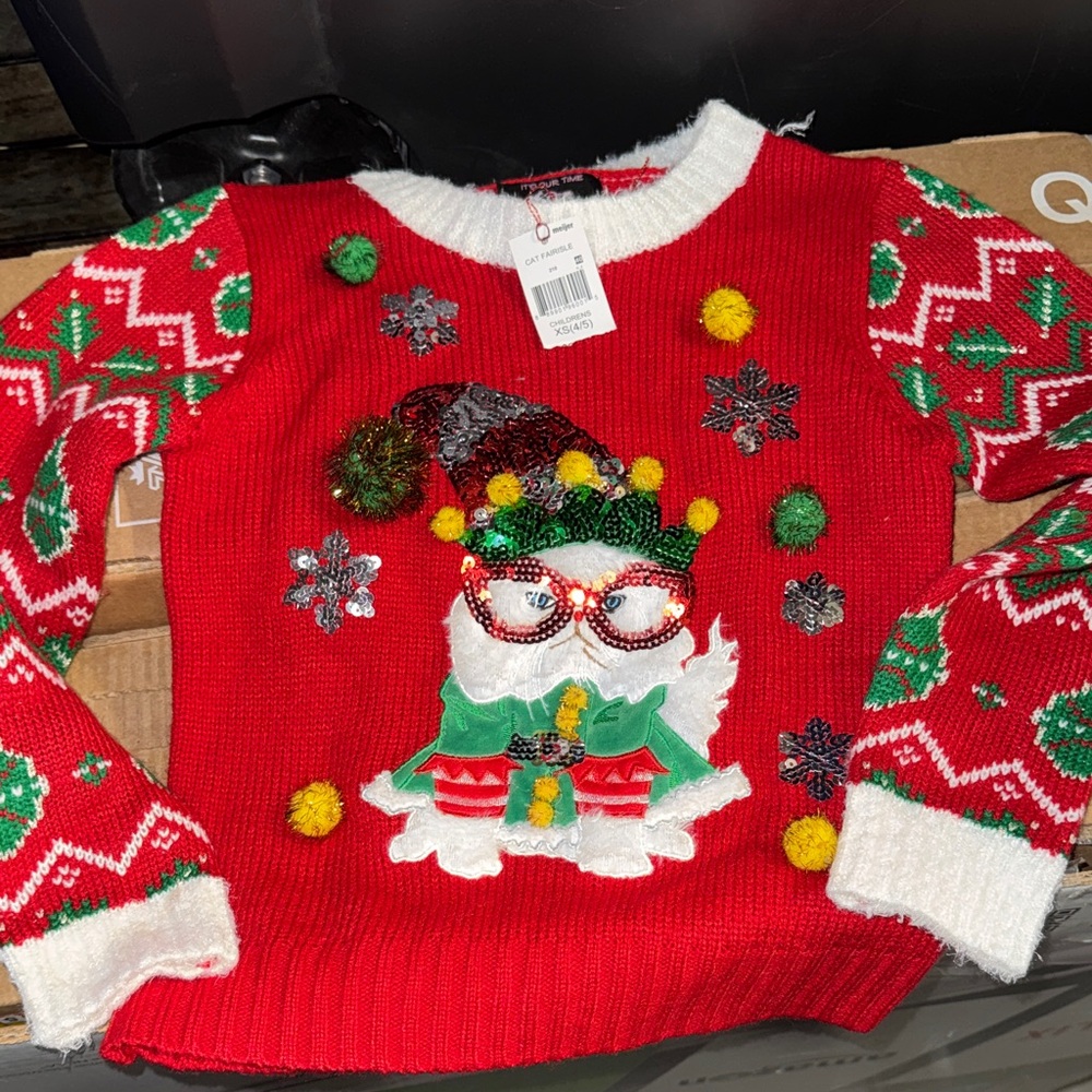 It's Our Time Red Festive Sweater with Santa Design